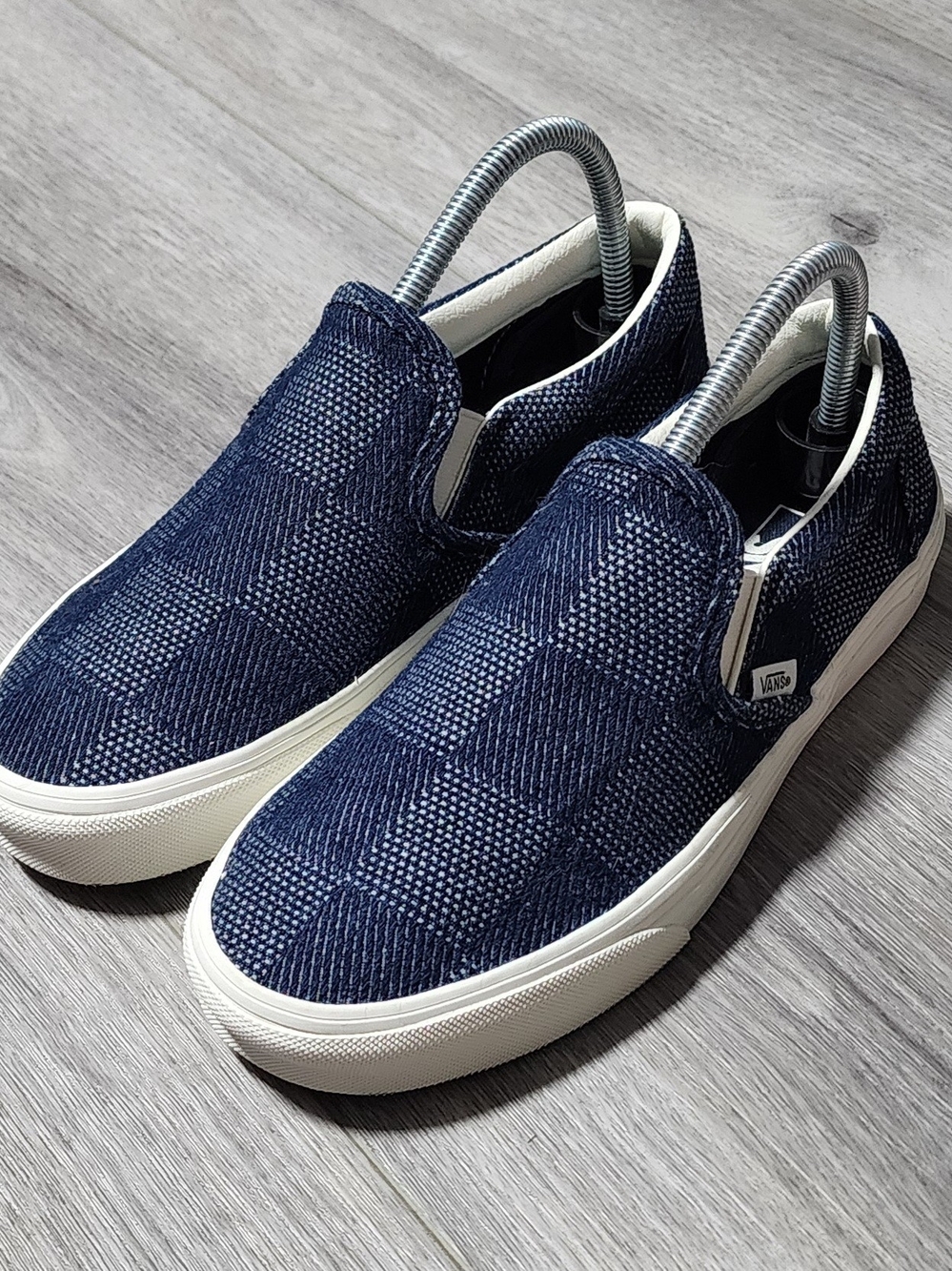 Vans Classic Slip On Checkerboard Denim Navy Shoes Sneakers Womens Size 8